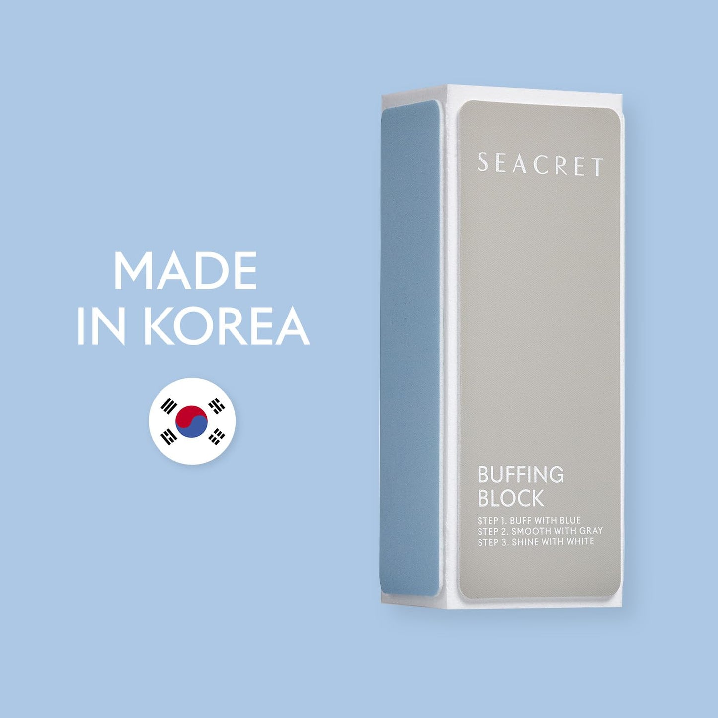 SEACRET Minerals Professional Nail Buffing Block, 3 Ways Buffing Block The Secret for Shiny Nails, Manicure & Pedicure, Pack of 2