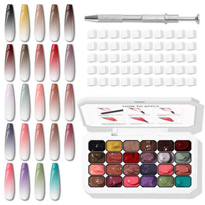 Sponge Pat Gel Polish Palette, 60 Colors Ombre Gel Nail Polish Kit, Gradient Blush Blooming Painting Pigment Patting French Manicure Tools Nails Art DIY Home (60 Colors Set)
