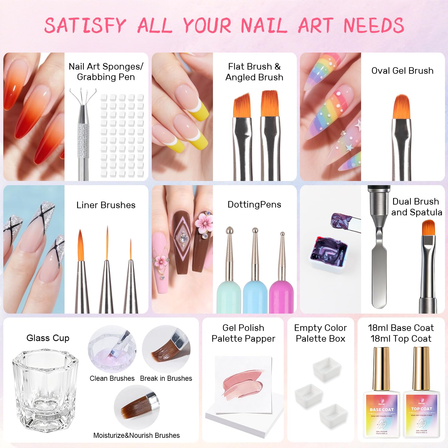 Sponge Pat Gel Polish Palette, 60 Colors Ombre Gel Nail Polish Kit, Gradient Blush Blooming Painting Pigment Patting French Manicure Tools Nails Art DIY Home (60 Colors Set)