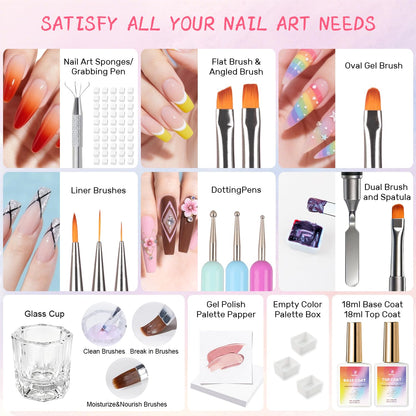 Sponge Pat Gel Polish Palette, 60 Colors Ombre Gel Nail Polish Kit, Gradient Blush Blooming Painting Pigment Patting French Manicure Tools Nails Art DIY Home (60 Colors Set)